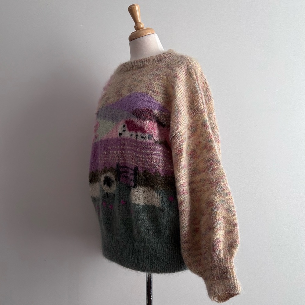 ✨SOLD✨Vintage 80s SUSIE LEE Pastoral Sheep Mohair and Wool Sweater / - Picture 8 of 14